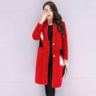 Color Block Long Fleece Coat