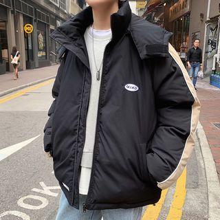 Contrast Trim Zip Padded Coat