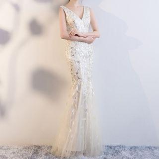 Sleeveless Sequin Maxi Mermaid Prom Dress