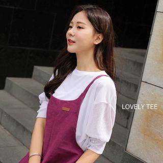 Puff-sleeve Faux-pearl T-shirt