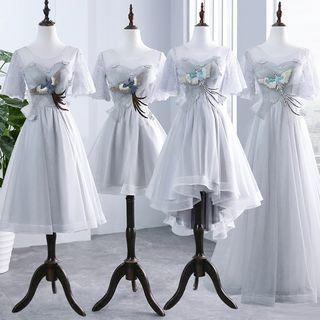Short-sleeve Crane A-line Wedding Dress