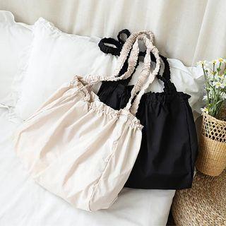 Ruched Canvas Tote Bag