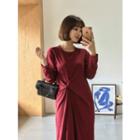 Knotted Colored Long T-shirt Dress