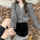 Check Button Coat / Spaghetti Strap Mini A-line Dress / Mini A-line Skirt