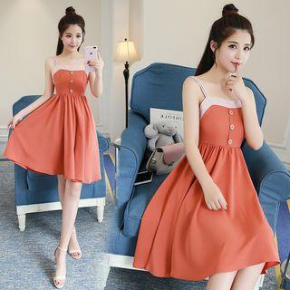 Contrast Trim Spaghetti Strap Dress