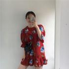 Print Puff Short-sleeve Minidress