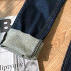 Fray-hem Fleece-lined Jeans