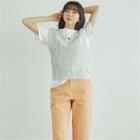 V-neck Melange Knit Vest