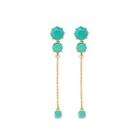 Fashion Simple Plated Gold Geometric Round Green Cubic Zirconia Tassel Earrings Golden - One Size