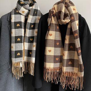 Plaid Heart Print Scarf