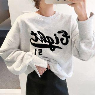 Logo Print Slit-sleeve Sweatshirt