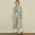 Wool Blend Long Coat With Scarf