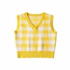 Plaid Sweater Vest Yellow - One Size