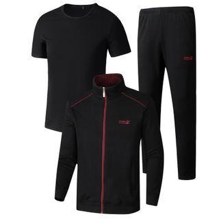 Lettering Zip Sports Jacket / Sweatshirt / Sweatpants / Set