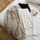 Plain Lace-up Midi A-line Skirt