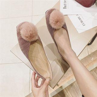Furry Ball Square-toe Flats