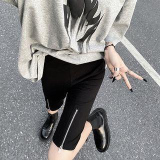 High-waist Front-zip Shorts
