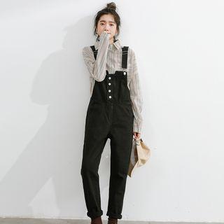 Striped Shirt / Denim Dungaree