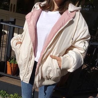 Zip-up Padded Flight Jacket Pink - One Size