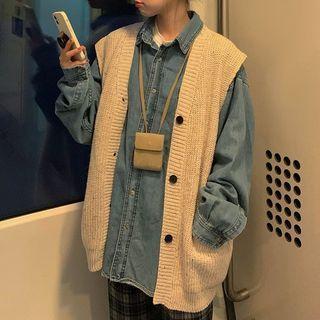 Denim Shirt / Button-up Sweater Vest