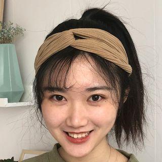 Plain Criss Cross Headband Khaki - One Size