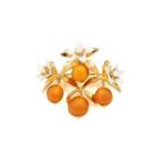 Fashion And Elegant Plated Gold Orange Flower Brooch With Imitation Pearls Golden - One Size