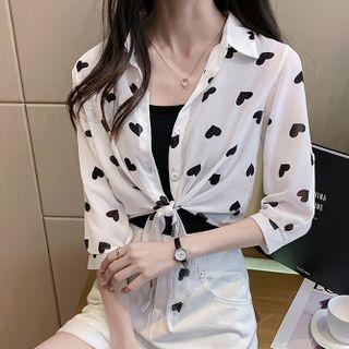 Short-sleeve Heart Pattern Light Jacket