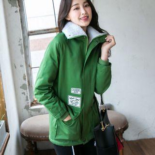 Fleece-lined Drawstring Hem Zip Jacket