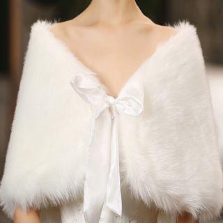 Bow Faux Fur Capelet