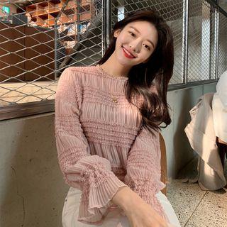 Ruched Bell-sleeve Blouse