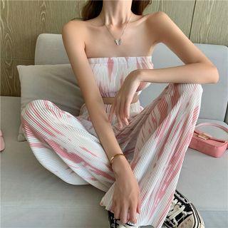 Tie-dye Bandeau / High-waist Tie-dye Wide-leg Pants