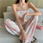Tie-dye Bandeau / High-waist Tie-dye Wide-leg Pants
