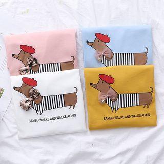 Short-sleeve Cartoon Dog Printed T-shirt
