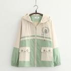 Printed Two-tone Hooded Jacket