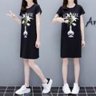 Short-sleeve Flower Print T-shirt Dress