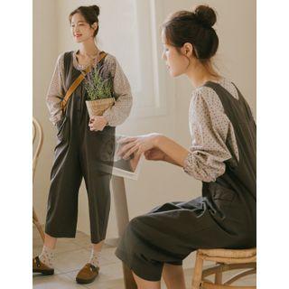 Buttoned Baggy Overall Pants