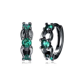 Fashion Elegant Geometric Earrings With Green Cubic Zircon Silver - One Size