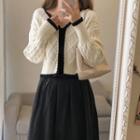Cable Knit Cropped Cardigan / Midi A-line Skirt / Set