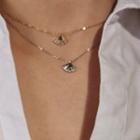 Fan Rhinestone Pendant Sterling Silver Necklace
