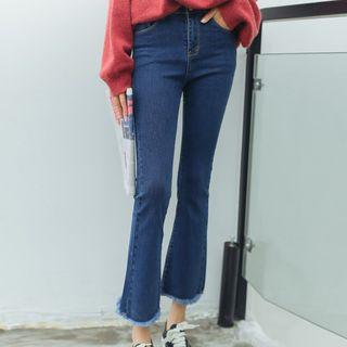Fray Hem Boot-cut Jeans