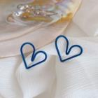 Alloy Heart Earring Stud Earring - 1 Pair - Heart - Blue - One Size