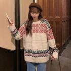 Long-sleeve Loose-fit Jacquard Knit Sweater