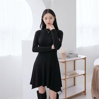 Slim-fit Rib-knit Flared Minidress