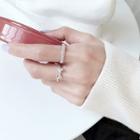 925 Sterling Silver Rhinestone Knot / Bead Open Ring