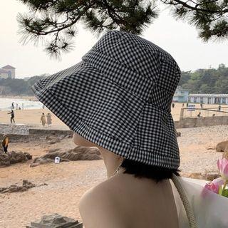 Plaid Bucket Hat Gingham - Black & White - One Size