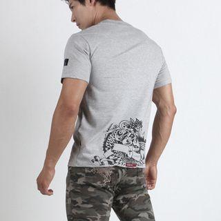 Patch-pocket Print T-shirt