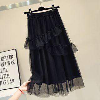 Frill-trim Midi Sheer Skirt