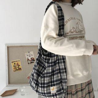 Plaid Tote Bag Plaid - Black - One Size