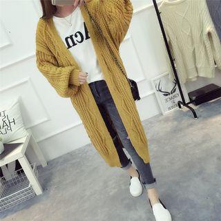 Lantern-sleeve Chunky Knit Long Cardigan