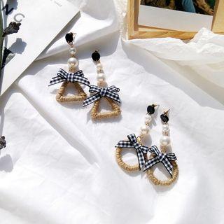 Faux-pearl Bow Drop Earring
